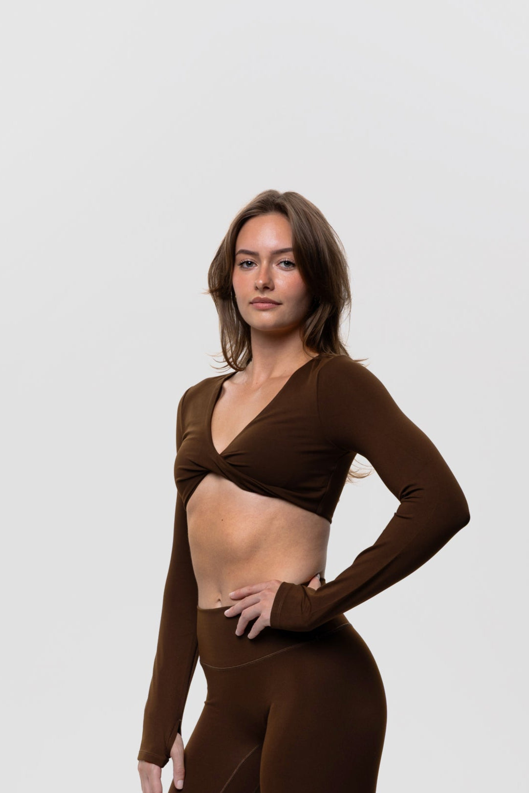 Top na długi rękaw | Chocolate Croisé  PREORDER